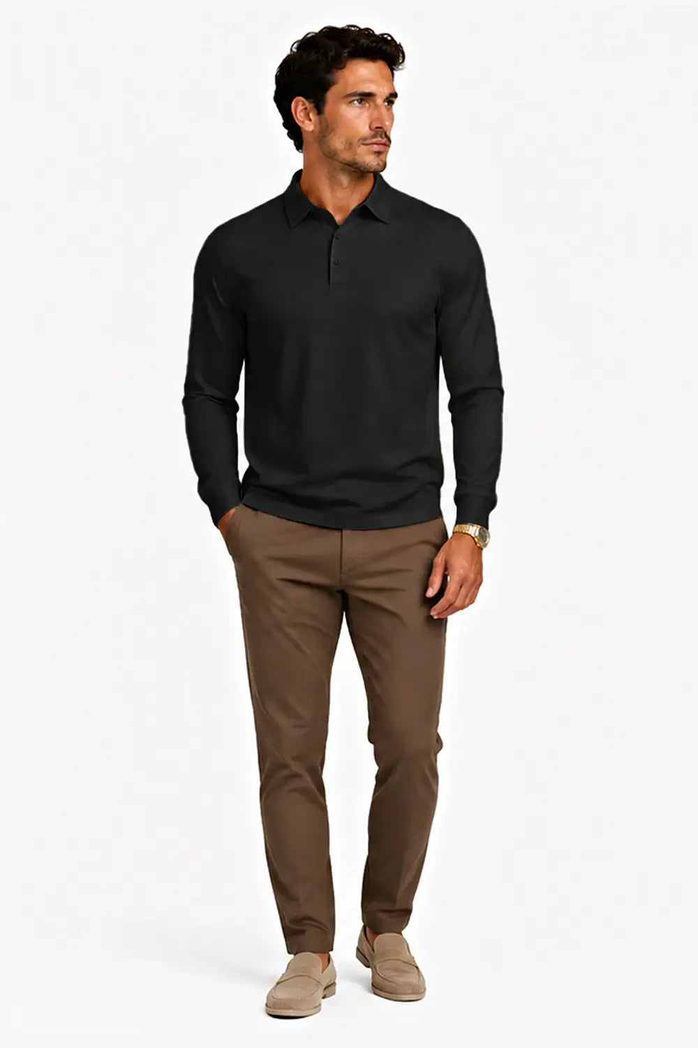 Camiseta de algodón mercerizado para hombre - Verde militar