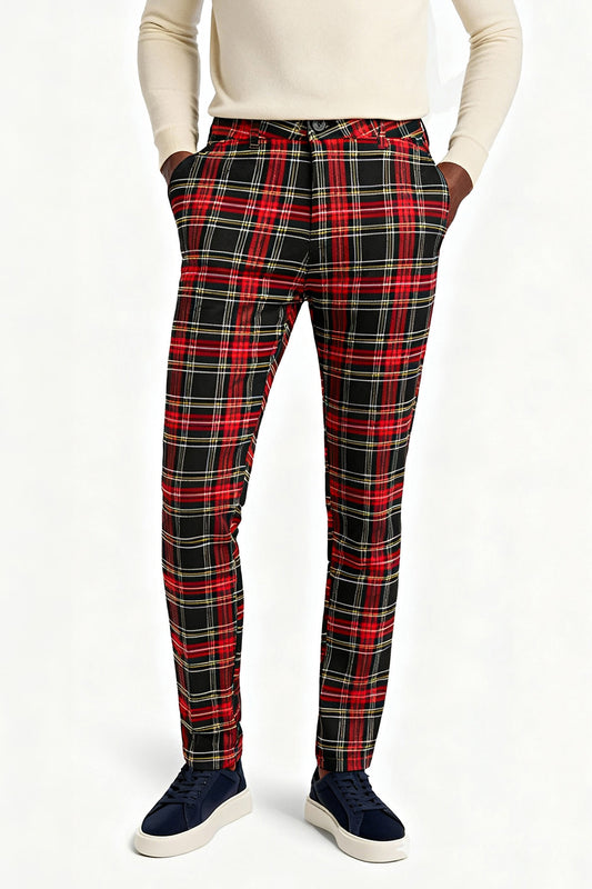 Men's Plaid Pant - Red & Yellow
