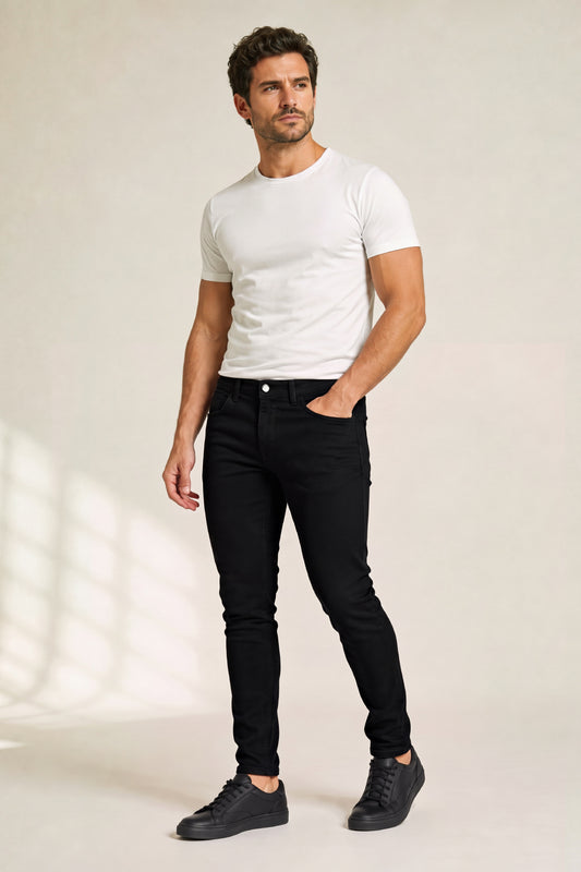 Vaqueros pitillo negros de hombre Gingtto