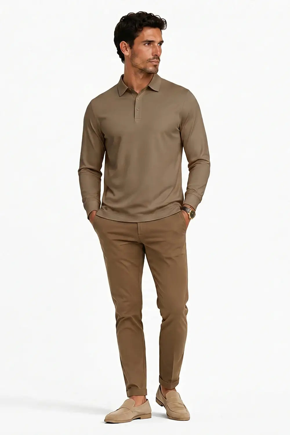 Camiseta de algodón mercerizado para hombre - Verde militar