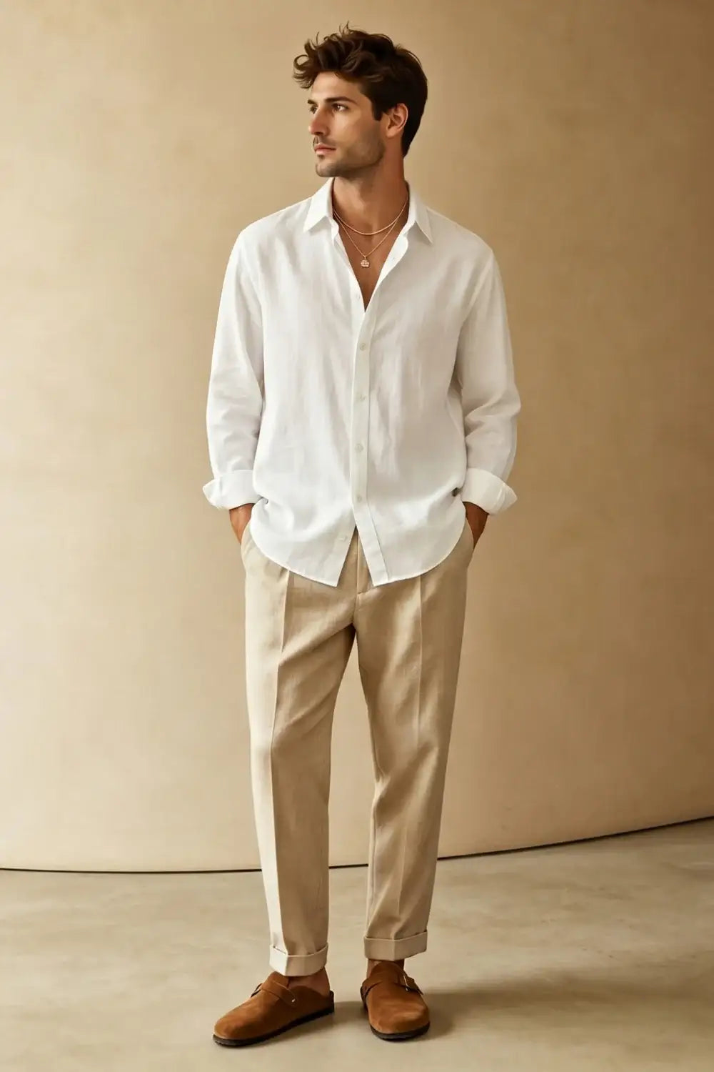 Men's Casual Linen Shirts - White – GINGTTO