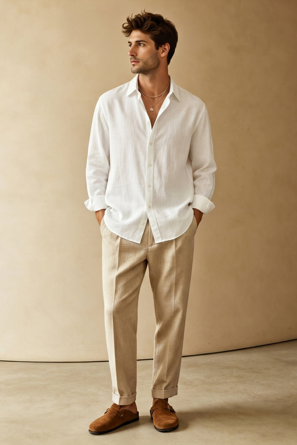 Men's Casual Linen Shirts - White