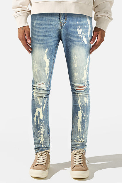 Men's Ripped Spray Paint Skinny Jean - Blue
