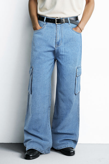 Men's Loose Jean With Pocket - Blue