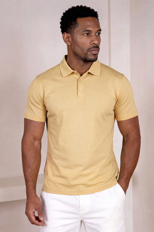 Men's Mercerized Cotton Short-Sleeved Polo Shirt - Light Khaki