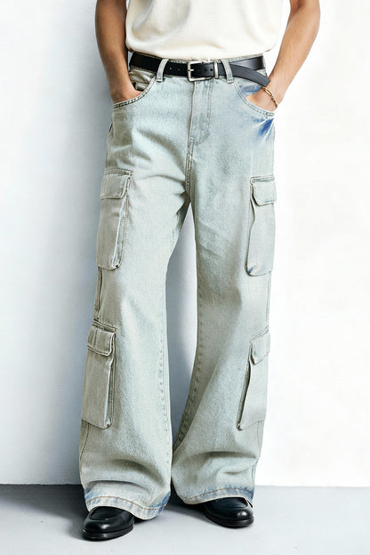 Men's Loose Jean With Pocket - Light Blue