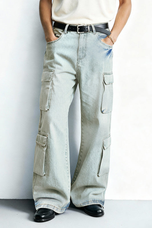 Men's Loose Jean With Pocket - Light Blue