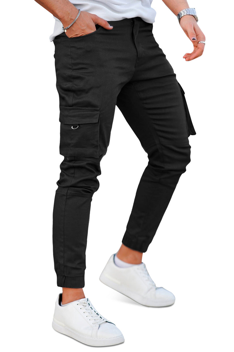 Men's Slim Fit Cargo Joggers | Multi-Pocket Tactical Pants with Cuffed Ankle