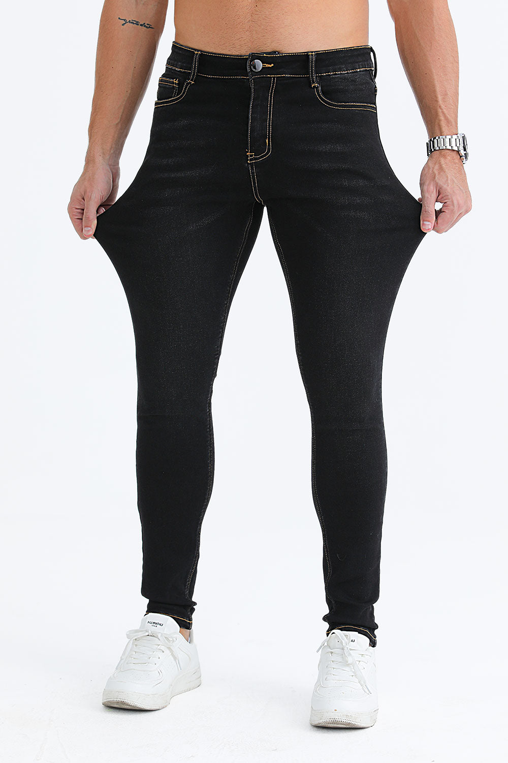 relaxed skinny jeans - black