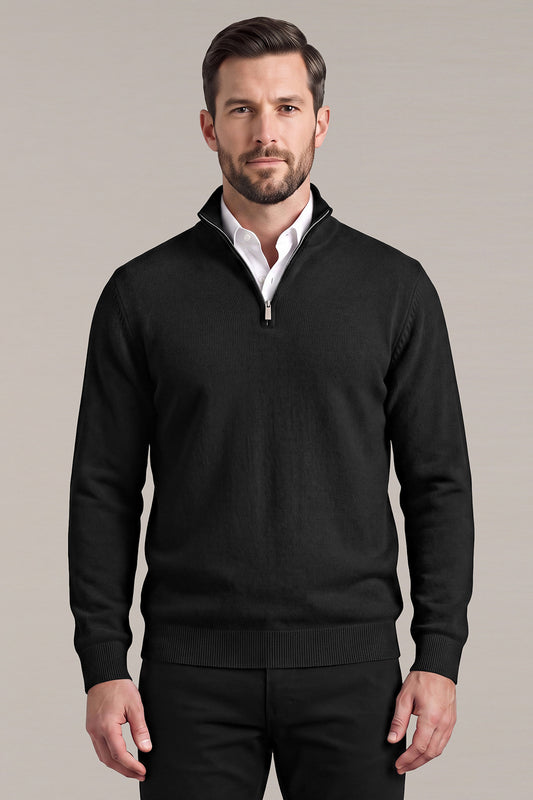 Men's Classic Quarter-Zip Knit Sweater | Lightweight Slim Fit Pullover