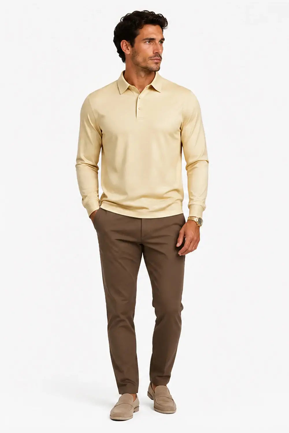 Camiseta de algodón mercerizado para hombre - Verde militar