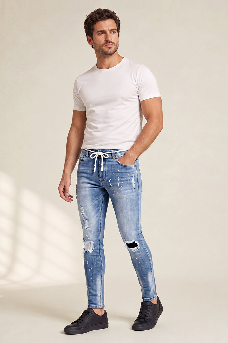 Men's Drawstring Sculpt Skinny Jean - Light Blue