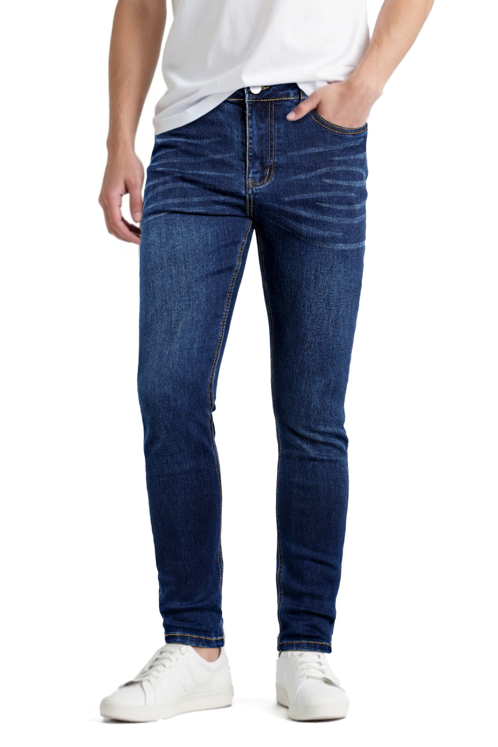 Vaqueros ajustados de alta elasticidad para hombre - Rotos y negros