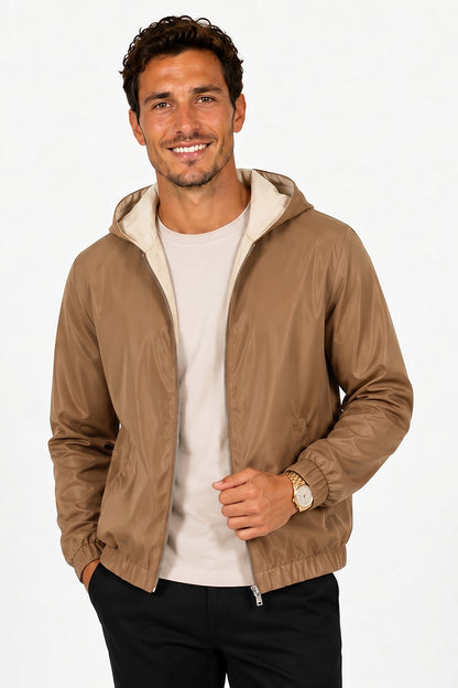 Men's Casual Hooded Lightweight Jacket - Camel