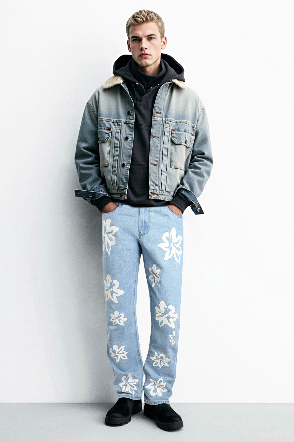 Men's Straight Jean - Blue & Printed