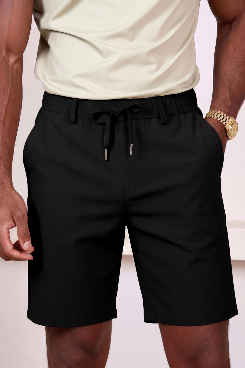 Men's Casual Drawstring Shorts - Black