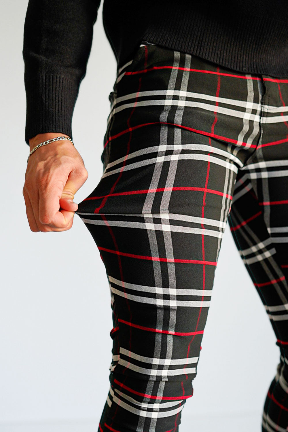 Red and black checkered trousers deals