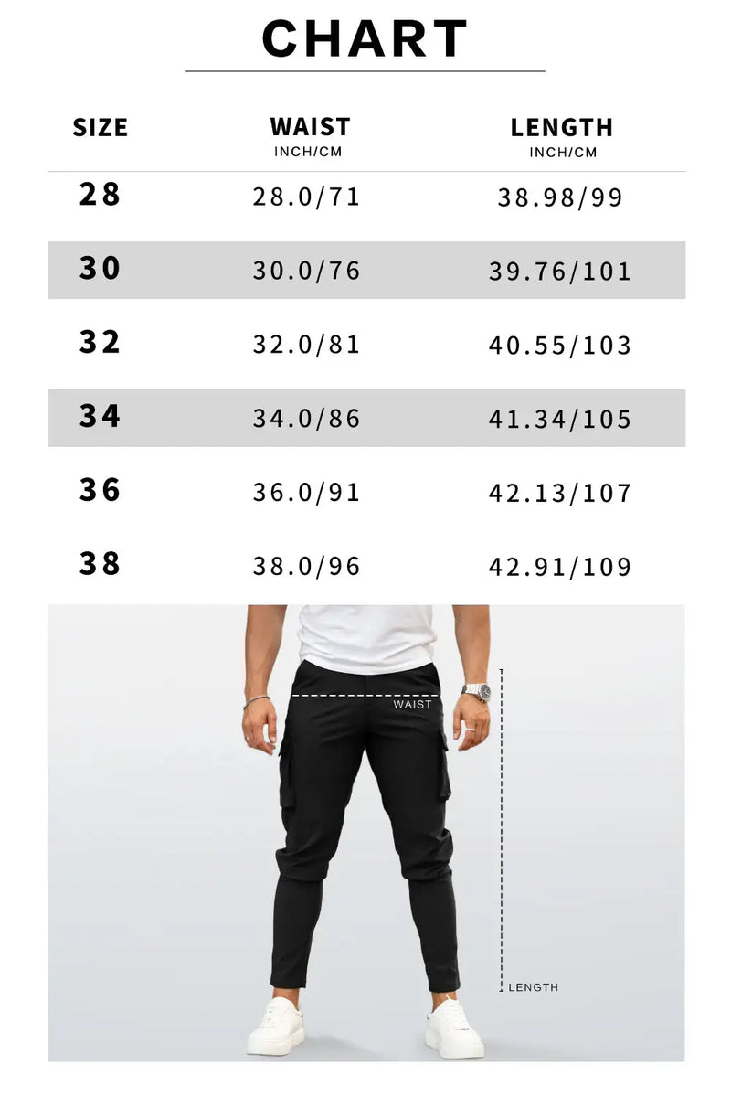 Calça masculina de camuflagem Match Wild Cargo Size Chart