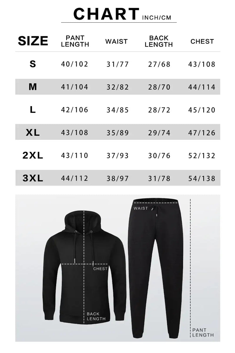 Conjunto de sudadera con capucha para hombre - Caqui Size Chart