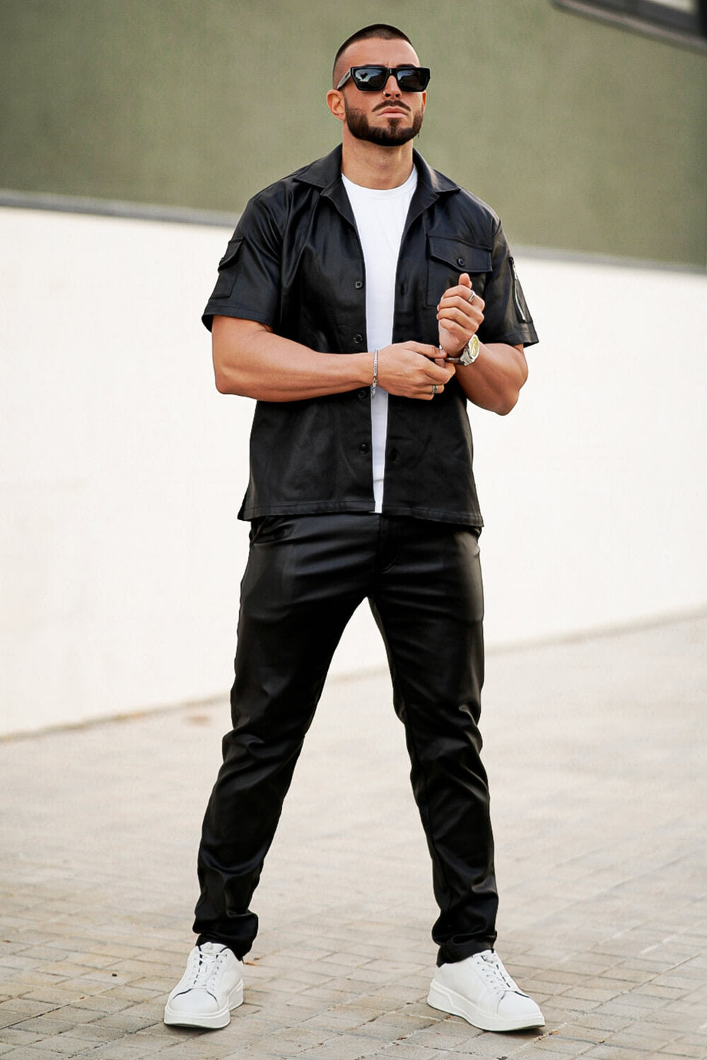  Men's Casual Sets - Leather & Black