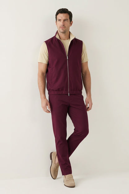 Men's 3-Piece Casual Set with Reversible Vest - Red