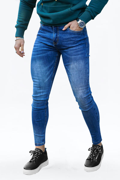 men's super skinny blue jeans