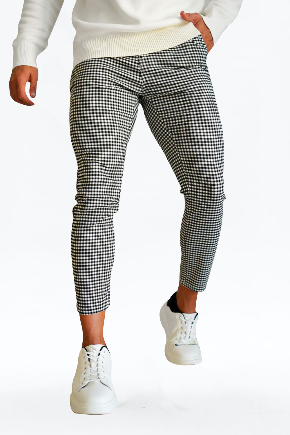 Gingtto Mens Comfortable Skinny Lattice Chinos With Good Quality