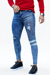 blue ripped skinny jeans