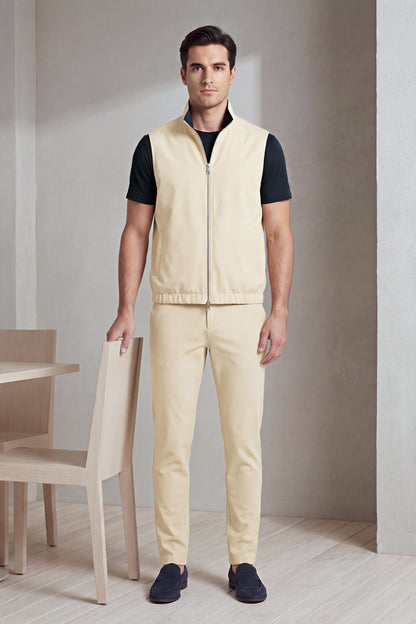 Men's 3-Piece Casual Set with Reversible Vest - Dark Navy