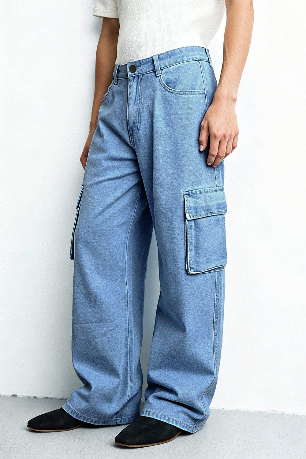 Men's Loose Jean With Pocket - Blue