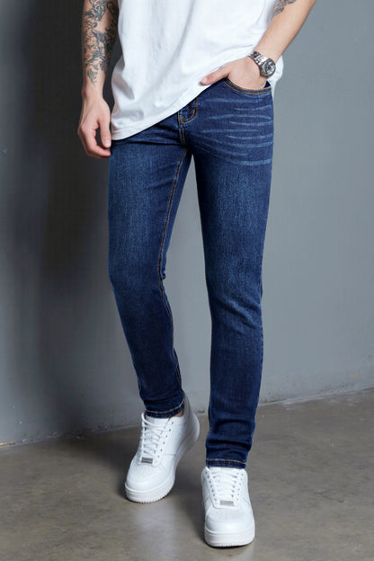 Vaqueros ajustados de alta elasticidad para hombre - Rotos y negros