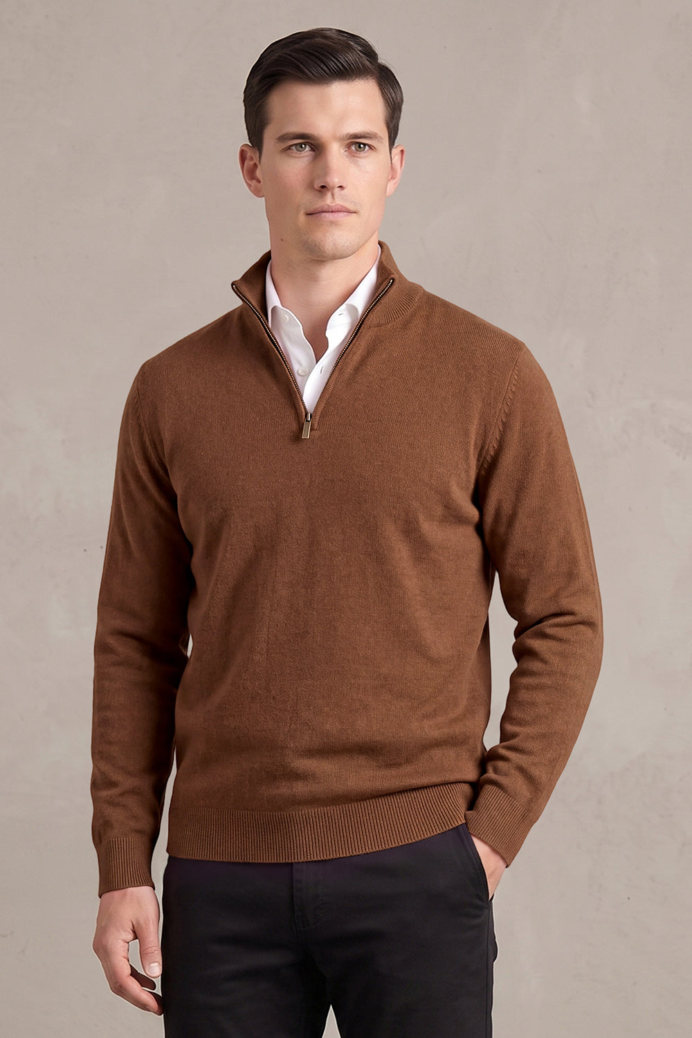 Men's Quarter-Zip Knit Sweater | Lightweight Slim Fit Pullover