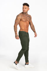 Calça jeans skinny vermelha GINGTTO premium masculina de cintura alta