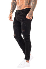 GINGTTO Men's Skinny Jeans Stretch Ripped Tapered Leg