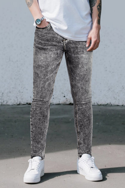 Jeans skinny grigi da uomo - lavati