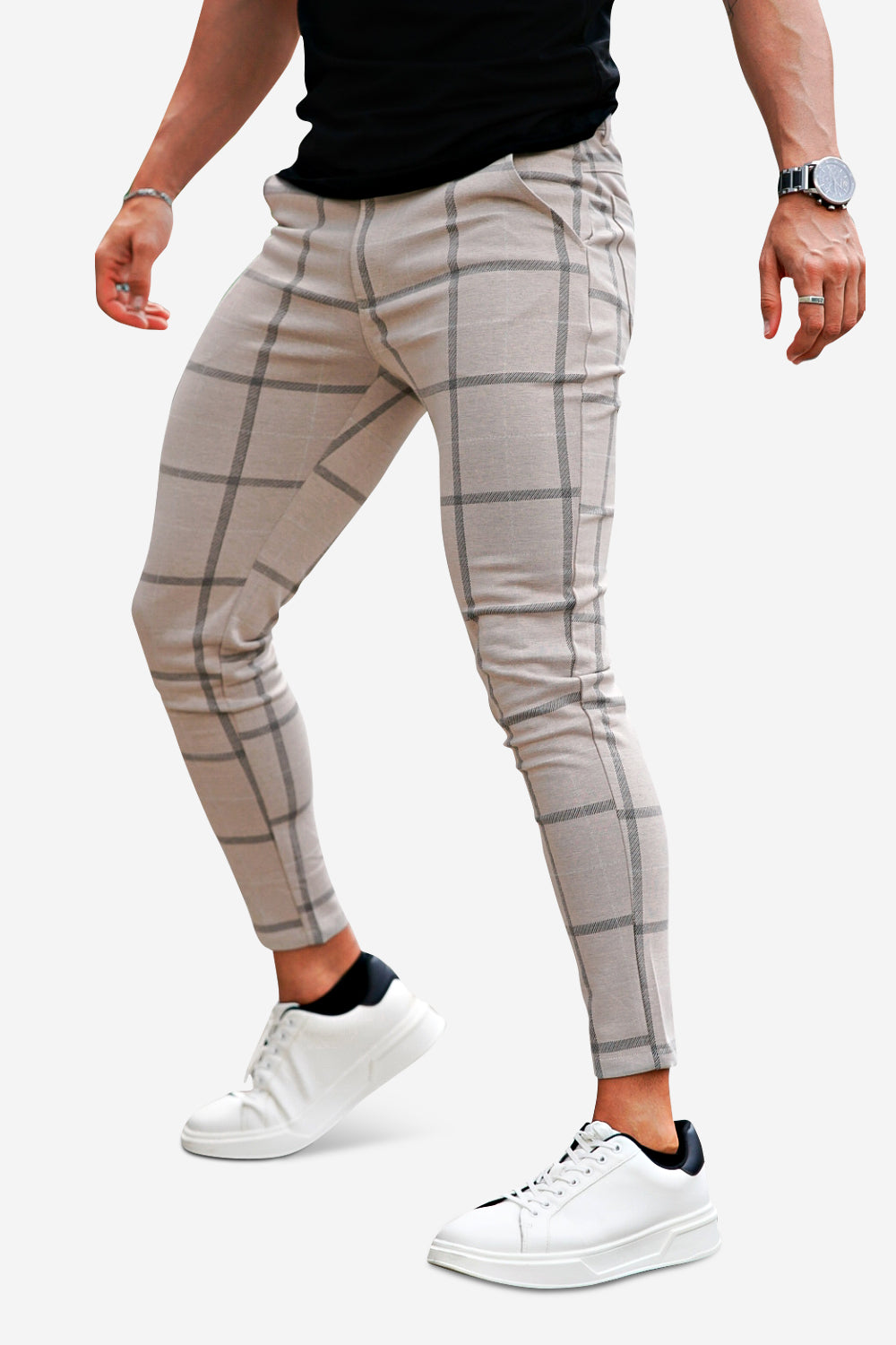 Grey plaid skinny pants deals