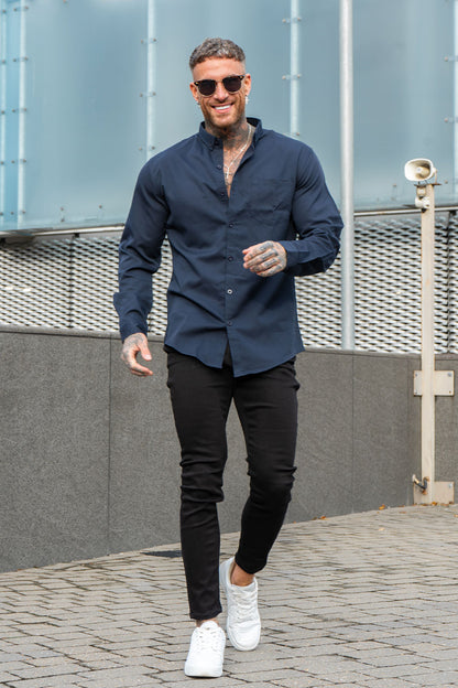 Men's Navy Blue Dress Shirt - XXL / Navy Blue Men's Navy Blue Dress Shirt - XXL / Navy Blue