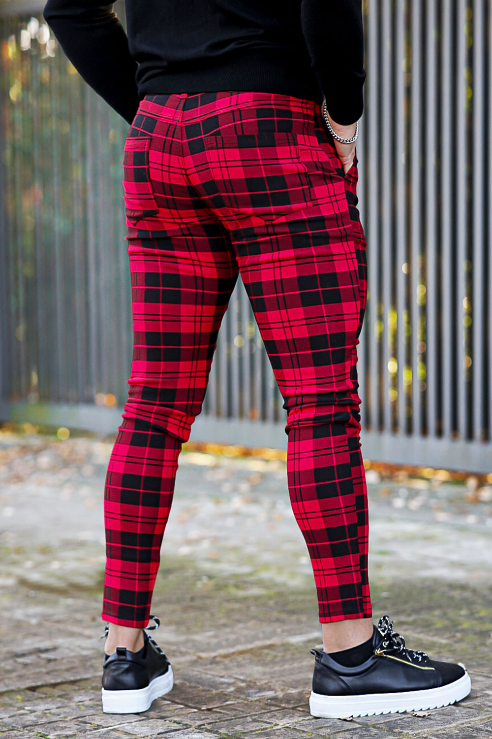  Red And Black Plaid Chino Pants