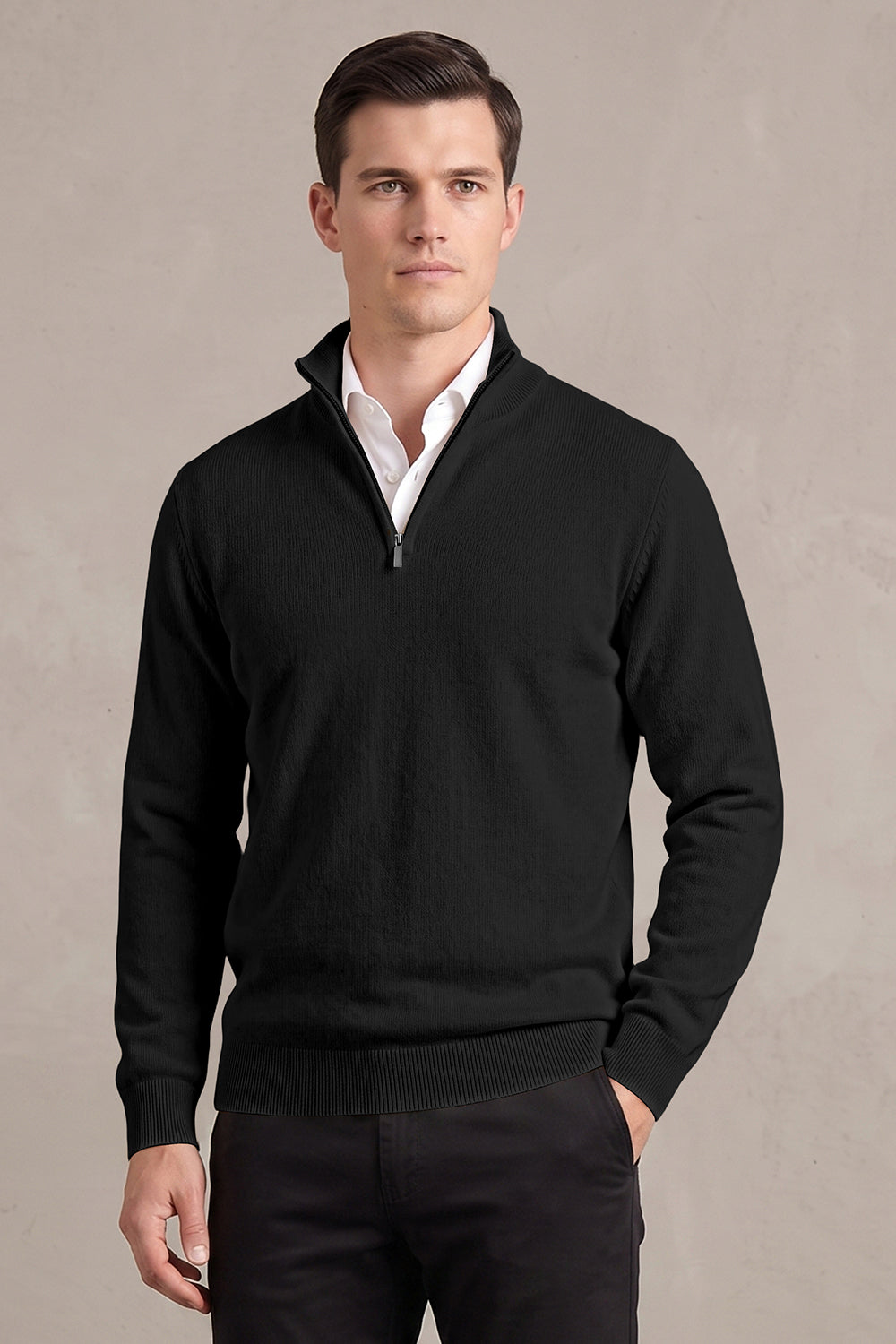 Men's Quarter-Zip Knit Sweater | Lightweight Slim Fit Pullover