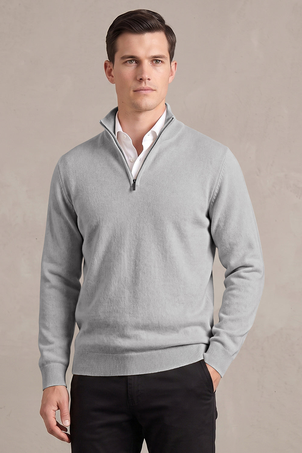 Men's Quarter-Zip Knit Sweater | Lightweight Slim Fit Pullover