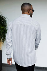 Men's White Dress Shirt - Striped
