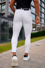 men's white skinny jeans - ripped