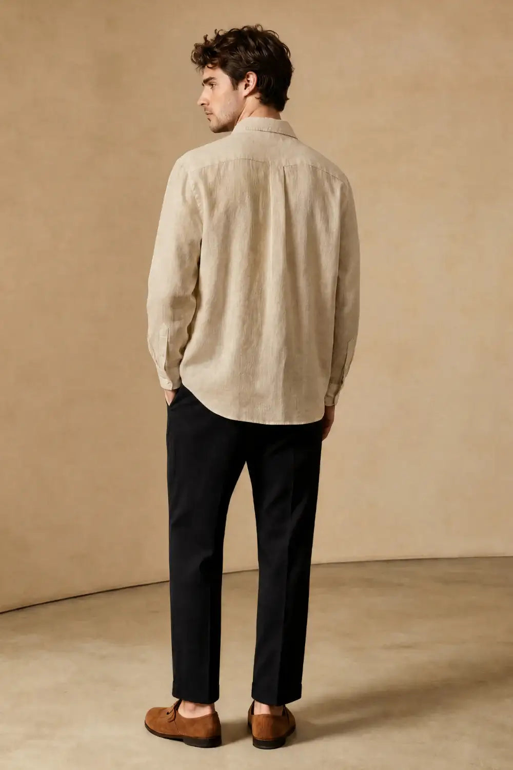 Men's Casual Linen Shirts - Khaki