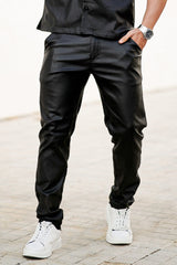 Men's Hiking Cargo Pants - Leather & Black