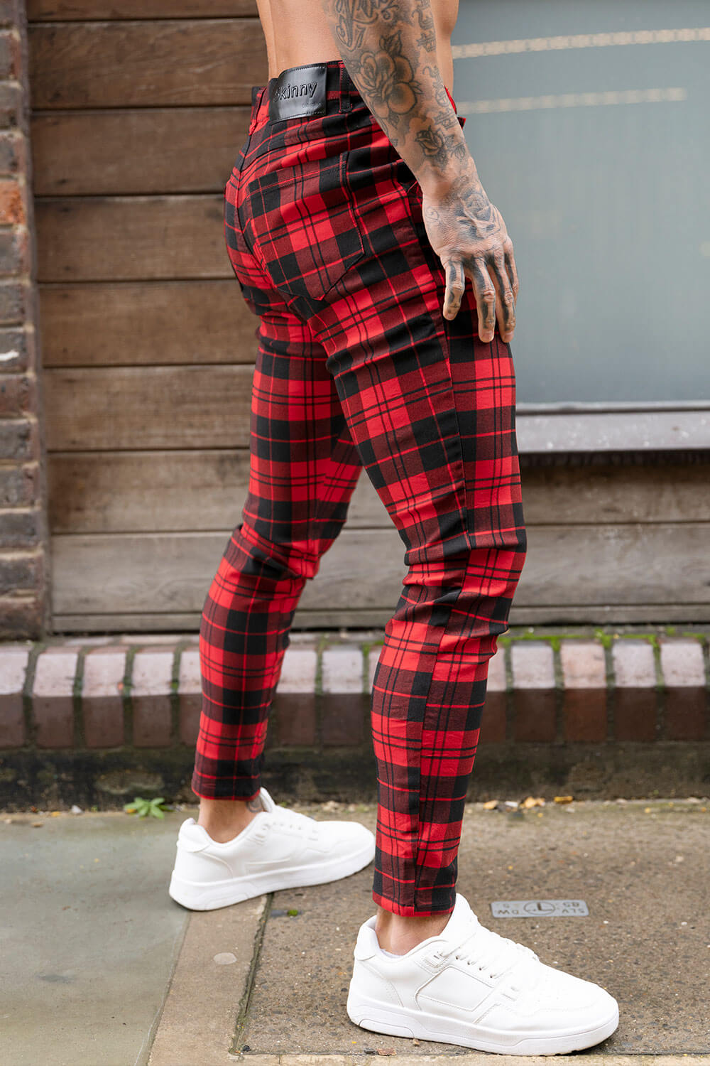 HOT Outfit Dark Red Plaid Pants Tartan Pants Outfit Men Red Plaid