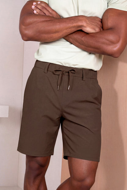 Men's Casual Drawstring Shorts - Brown