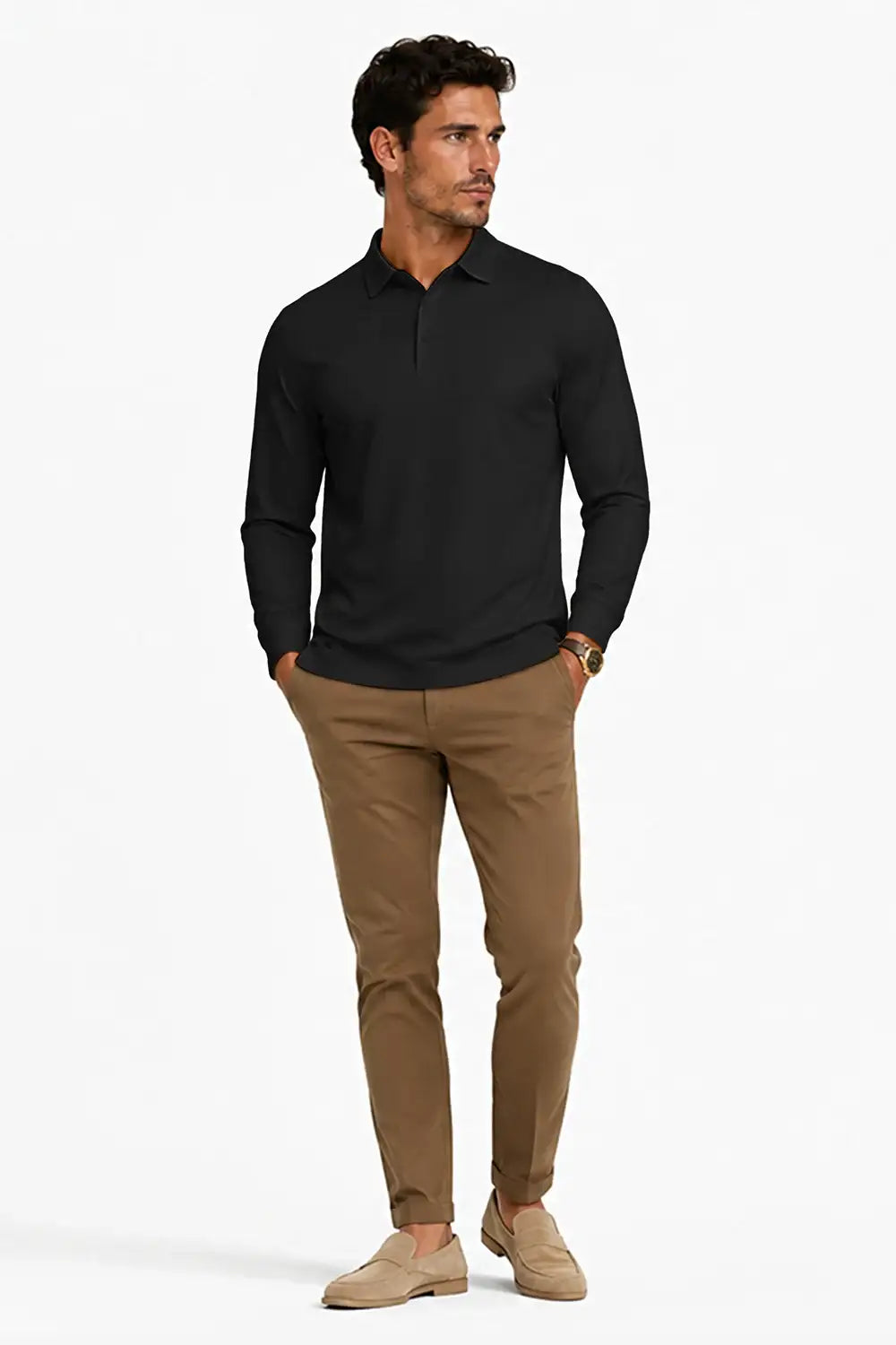 Camiseta de algodón mercerizado para hombre - Verde militar