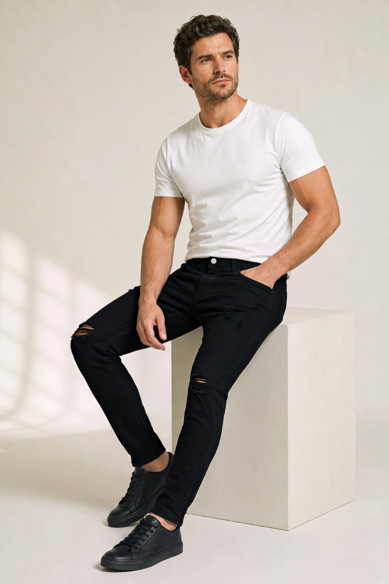 Men's Black Stretch Jean - Ripped