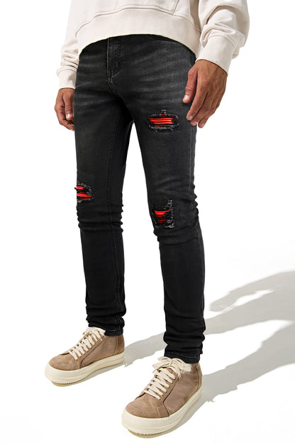 Skinny-Jeans mit zerrissenen Knien für Herren - Schwarz