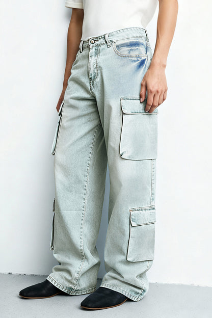 Men's Loose Jean With Pocket - Light Blue